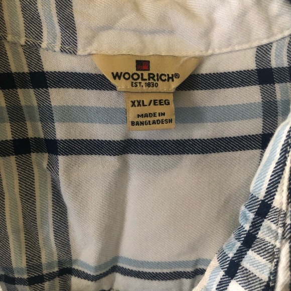 WOOLRICH WOMEN’S LIGHTWEIGHT BUTTON UP TOP ROLL TAB SLEEVES BLUE SKIES PRINT XXL - Picture 9 of 9